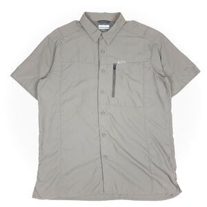 Columbia Kestrel Trail II UPF 50 Button Down Short Sleeve Shirt Gray Mens Medium